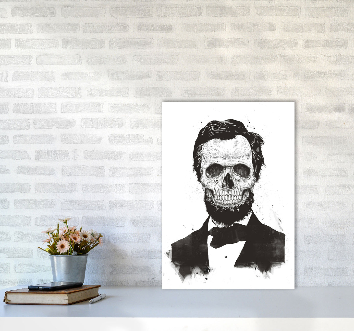 Rynx | Dead Lincoln Skull B&W Modern Art Print by Balaz Solti