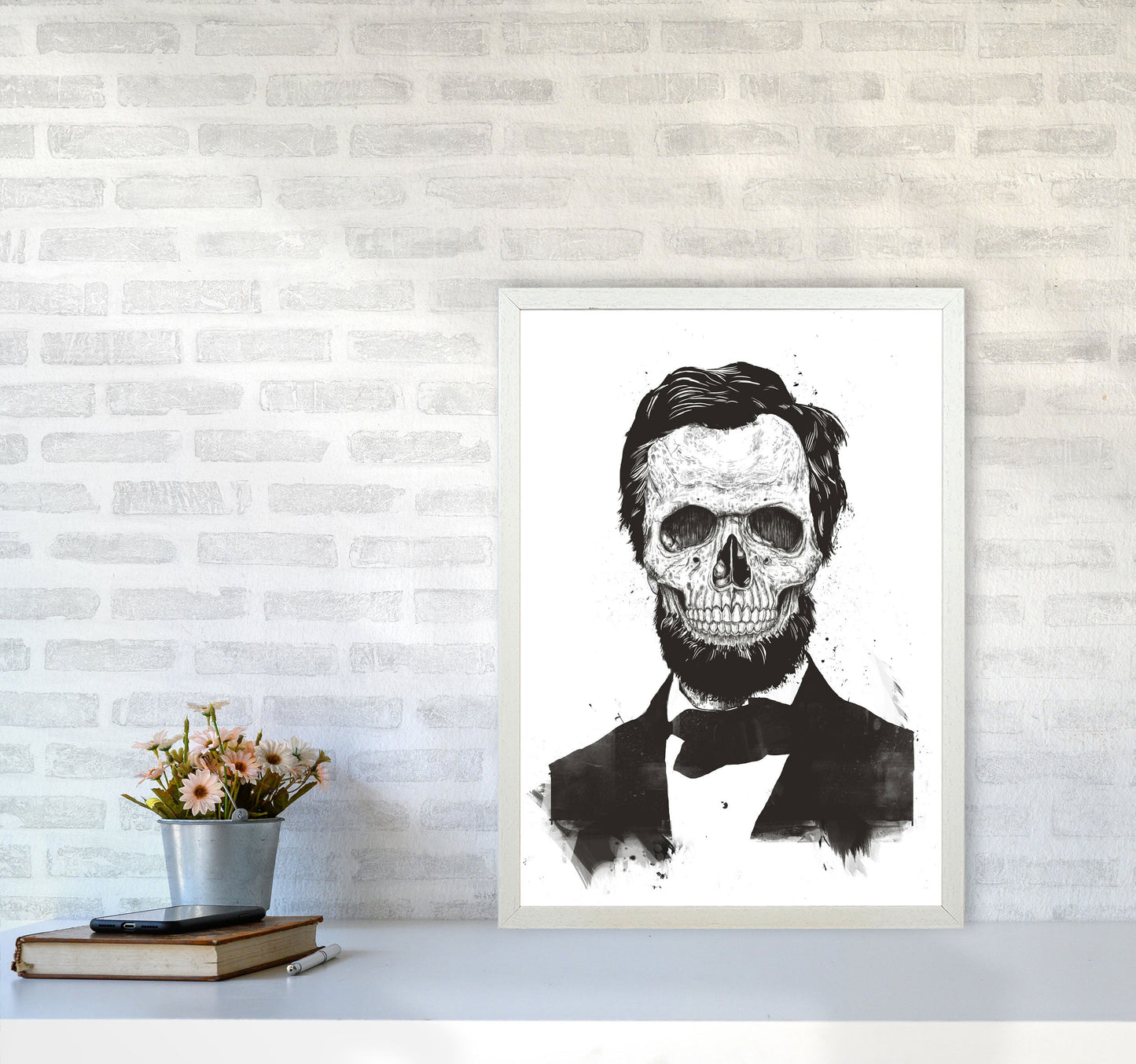 Rynx | Dead Lincoln Skull B&W Modern Art Print by Balaz Solti