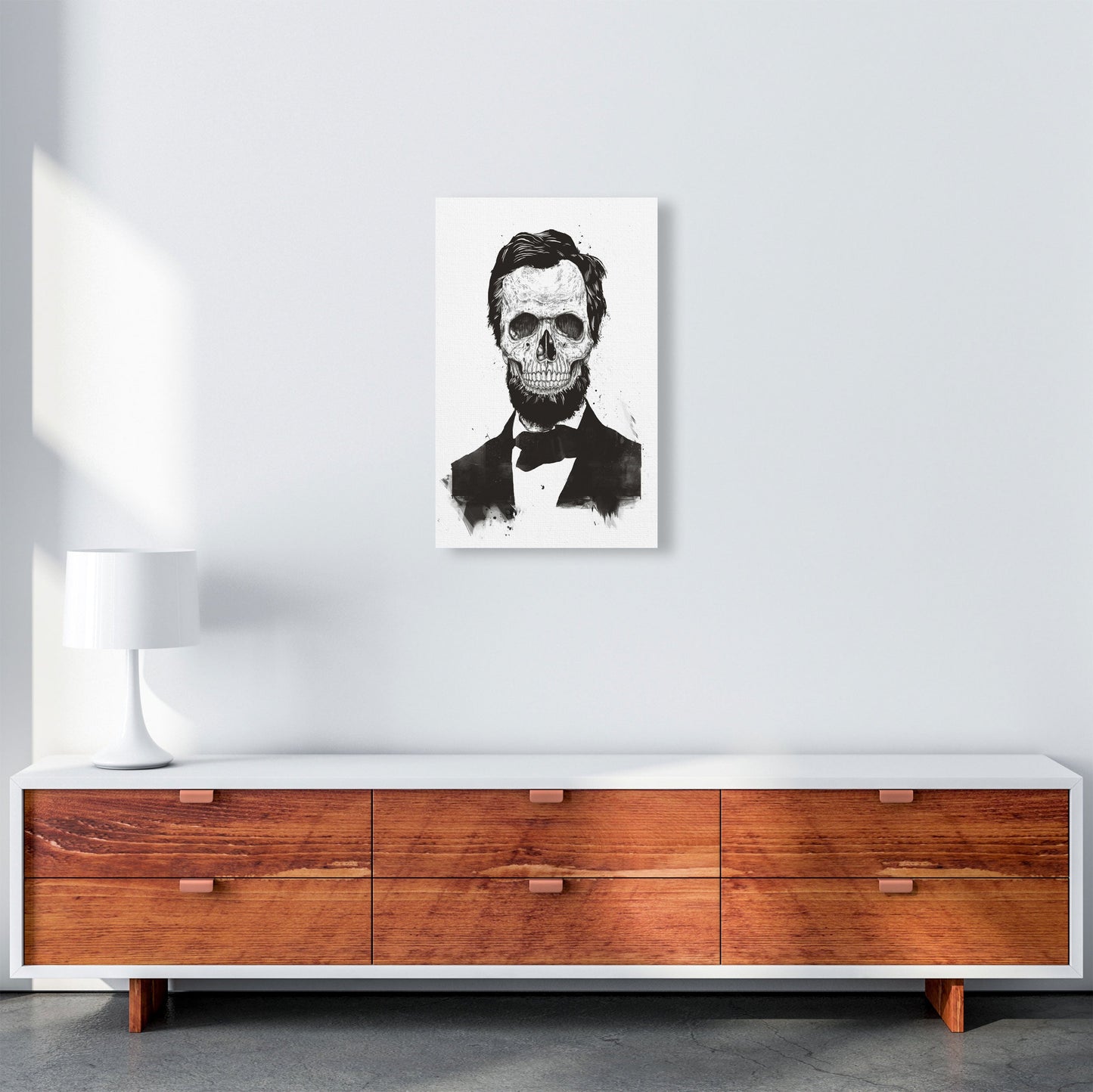 Rynx | Dead Lincoln Skull B&W Modern Art Print by Balaz Solti