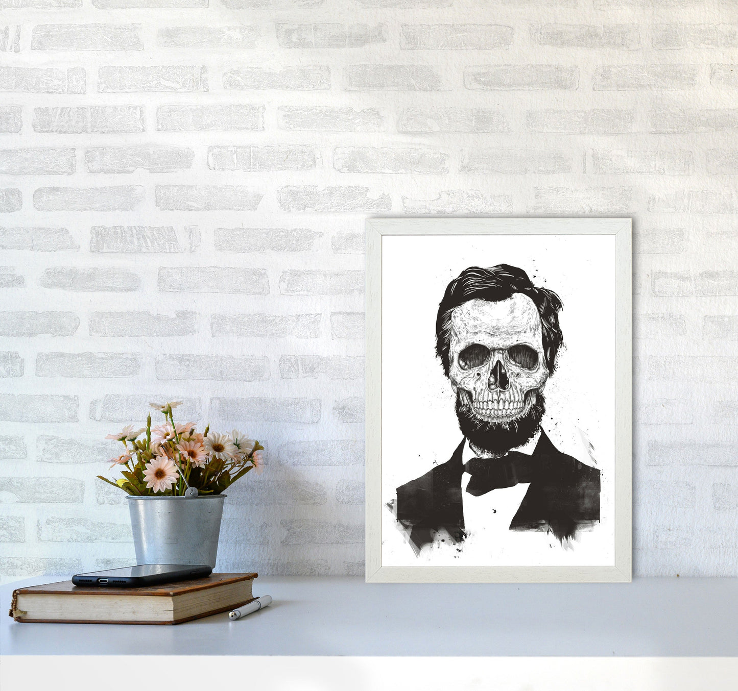Rynx | Dead Lincoln Skull B&W Modern Art Print by Balaz Solti