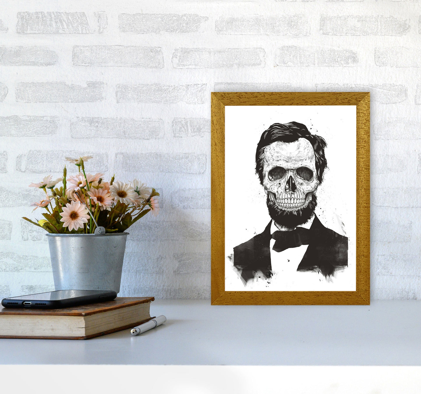 Rynx | Dead Lincoln Skull B&W Modern Art Print by Balaz Solti