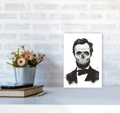 Rynx | Dead Lincoln Skull B&W Modern Art Print by Balaz Solti