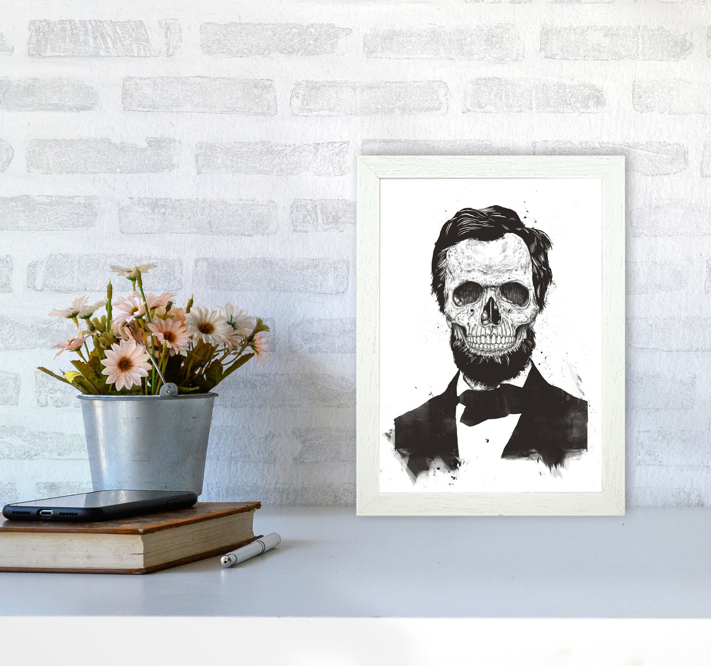 Rynx | Dead Lincoln Skull B&W Modern Art Print by Balaz Solti