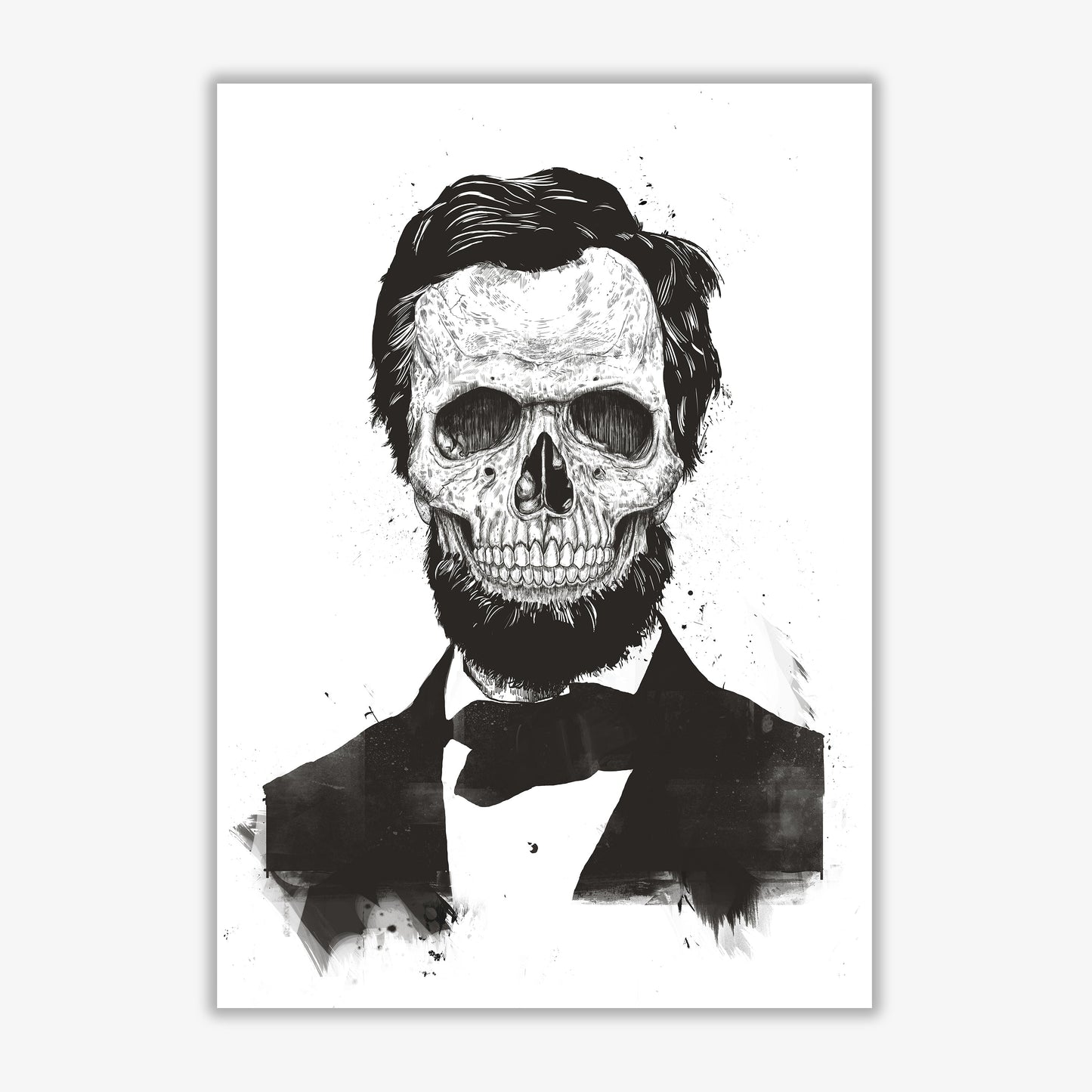 Rynx | Dead Lincoln Skull B&W Modern Art Print by Balaz Solti