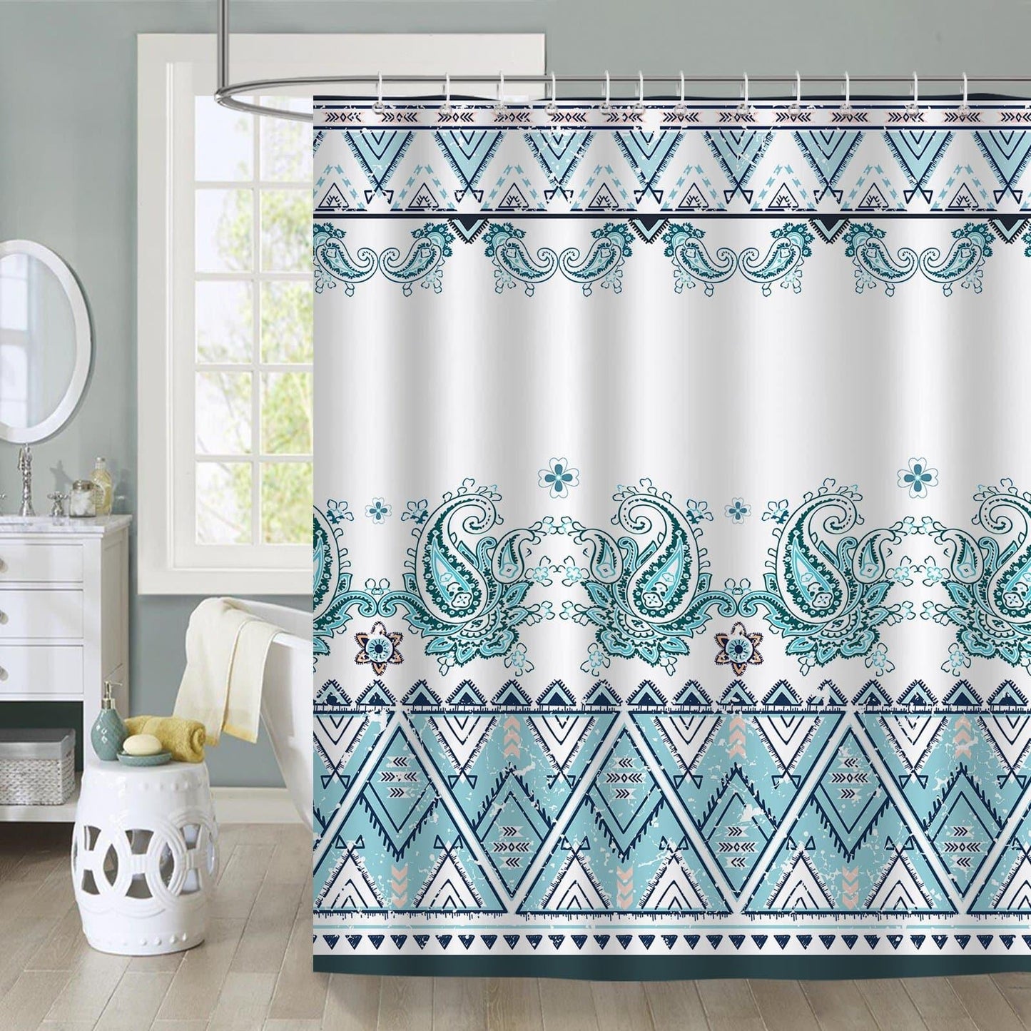Rynx | Boho Paisley Floral Shower Curtain