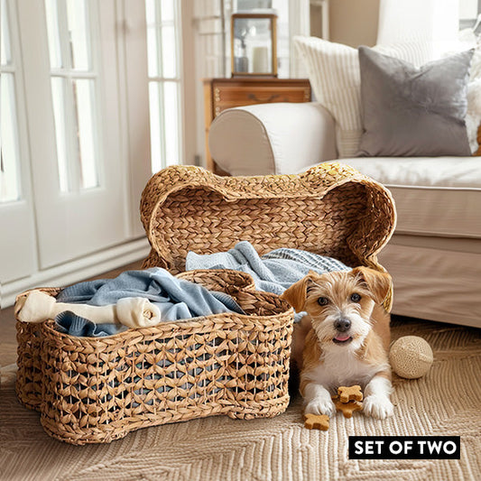 Rynx | Dog bones Woven hyacinth baskets, set of 2