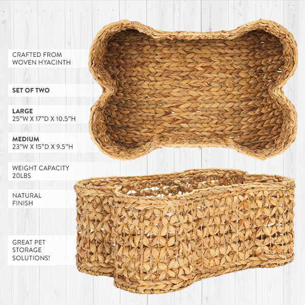 Rynx | Dog bones Woven hyacinth baskets, set of 2