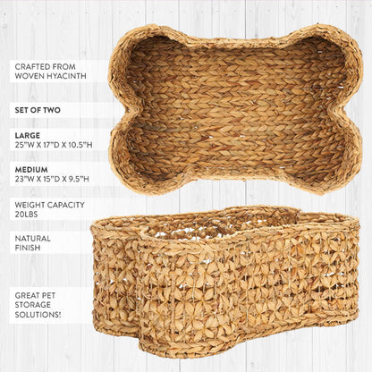 Rynx | Dog bones Woven hyacinth baskets, set of 2