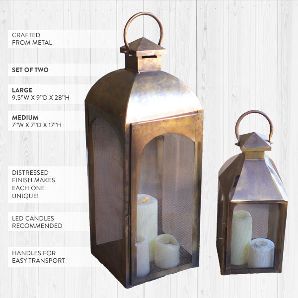 Rynx | Antique Bronze Large Lanterns, Set of 2