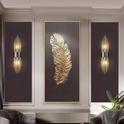 Rynx | Contemporary Nordic Round Pipe Long Stainless Steel Crystal 2-Light Wall Sconces Lamp For Living Room