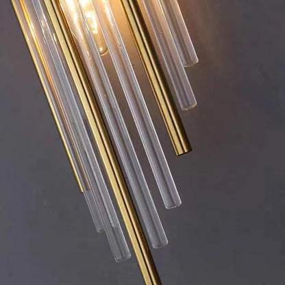 Rynx | Contemporary Nordic Round Pipe Long Stainless Steel Crystal 2-Light Wall Sconces Lamp For Living Room