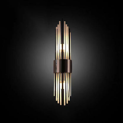 Rynx | Contemporary Nordic Round Pipe Long Stainless Steel Crystal 2-Light Wall Sconces Lamp For Living Room