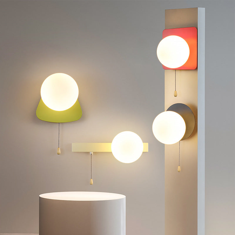 Rynx | Modern minimalist round square triangular orb iron glass 1-lamp wall light for the living room