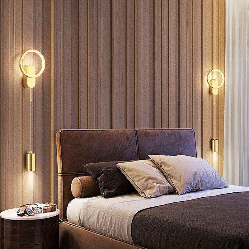 Rynx | Modern Minimalist Cylinder Circle Iron Umbrella LED Wall Light Lamp for Bedroom