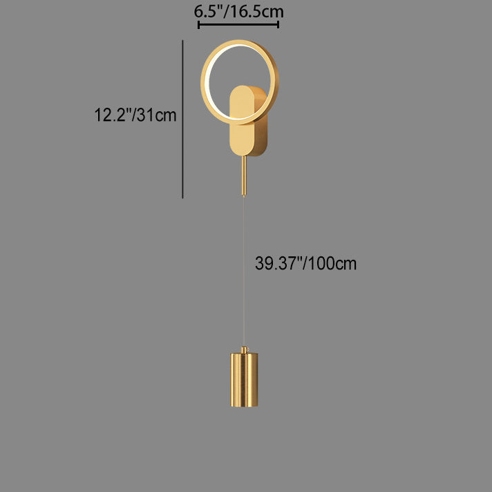 Rynx | Modern Minimalist Cylinder Circle Iron Umbrella LED Wall Light Lamp for Bedroom