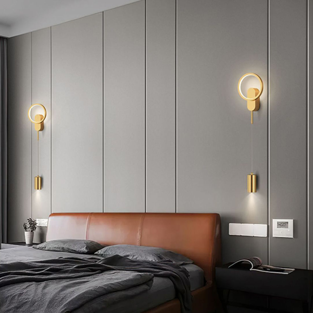 Rynx | Modern Minimalist Cylinder Circle Iron Umbrella LED Wall Light Lamp for Bedroom