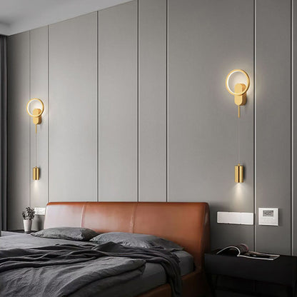 Rynx | Modern Minimalist Cylinder Circle Iron Umbrella LED Wall Light Lamp for Bedroom