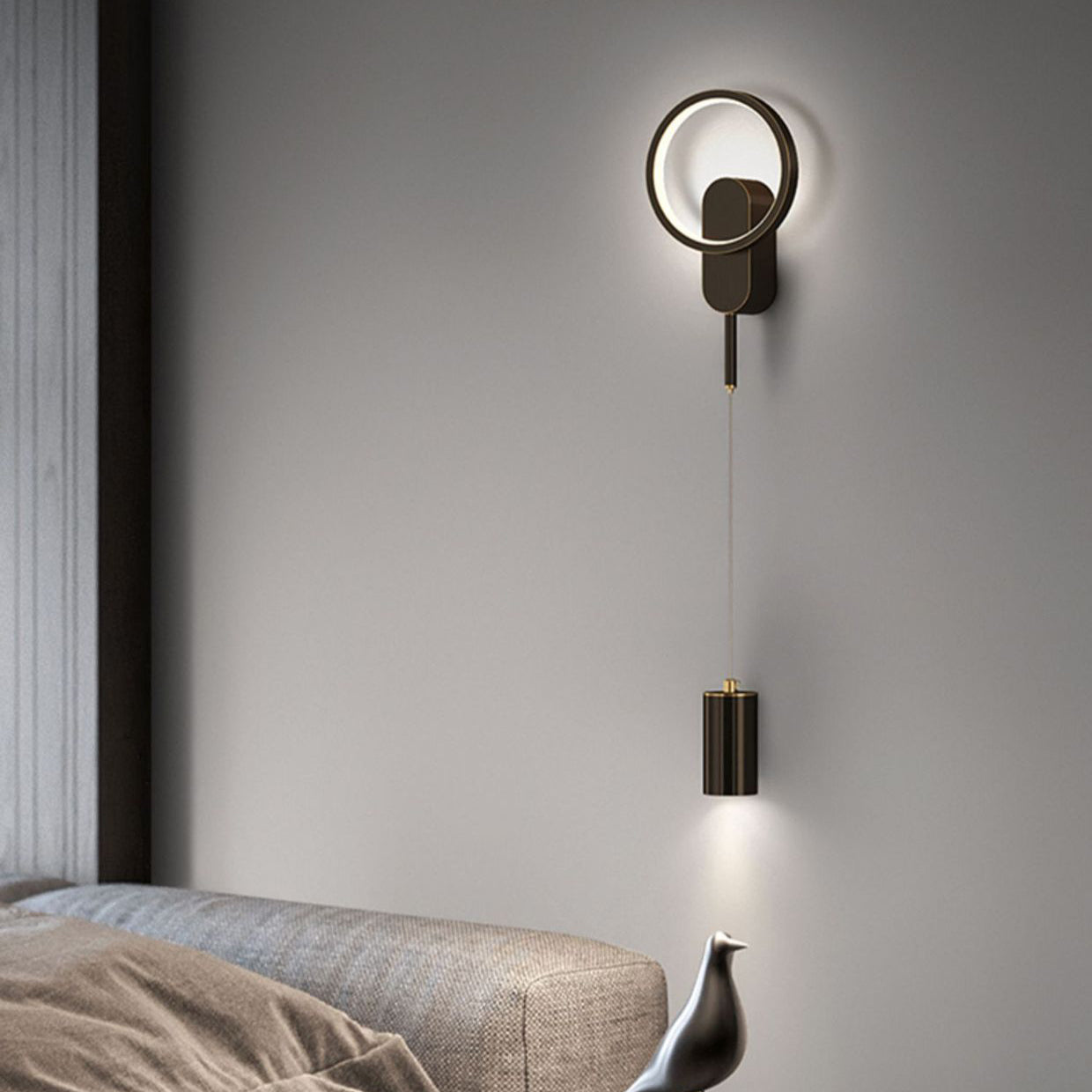 Rynx | Modern Minimalist Cylinder Circle Iron Umbrella LED Wall Light Lamp for Bedroom