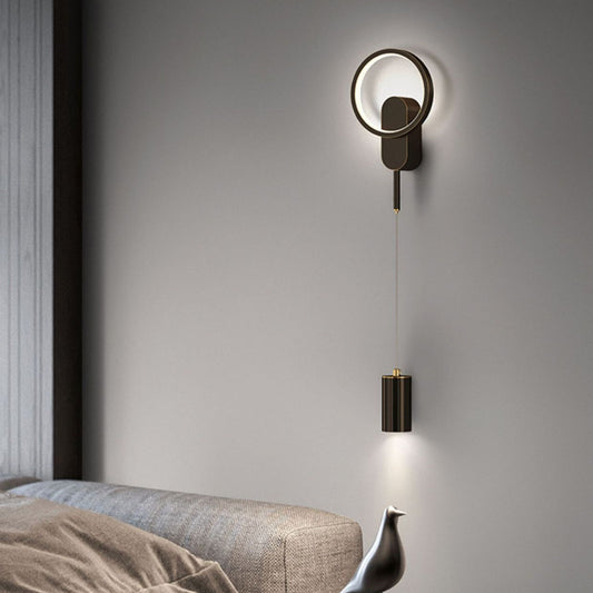 Rynx | Modern Minimalist Cylinder Circle Iron Umbrella LED Wall Light Lamp for Bedroom