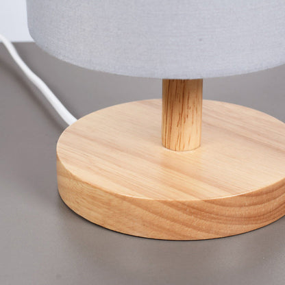 Rynx | Traditional Japanese Cylinder Wood Fabric 1-Light Table Lamp for the Living Room