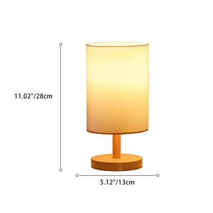 Rynx | Traditional Japanese Cylinder Wood Fabric 1-Light Table Lamp for the Living Room