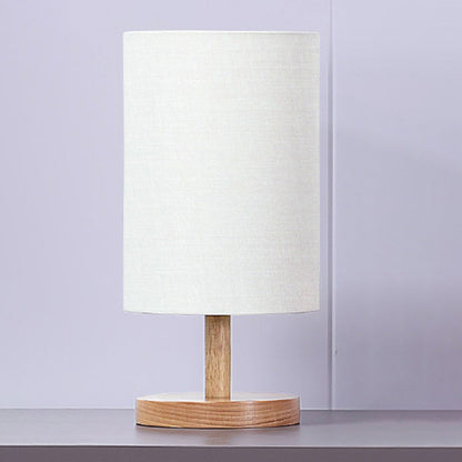Rynx | Traditional Japanese Cylinder Wood Fabric 1-Light Table Lamp for the Living Room