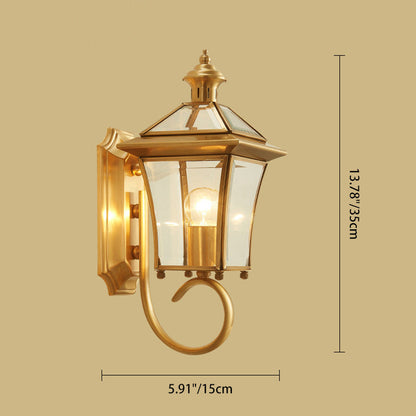 Rynx | Traditional European trapezoidal copper glass 1-light wall lamp for garden