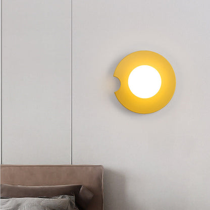 Rynx | Contemporary Scandinavian Geometric Circle Iron Glass 1-Light Wall Sconce Lamp for Living Room