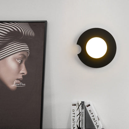 Rynx | Contemporary Scandinavian Geometric Circle Iron Glass 1-Light Wall Sconce Lamp for Living Room