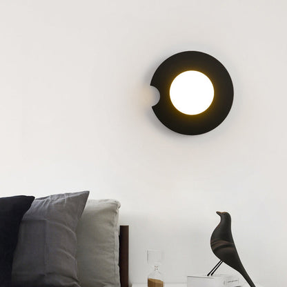 Rynx | Contemporary Scandinavian Geometric Circle Iron Glass 1-Light Wall Sconce Lamp for Living Room