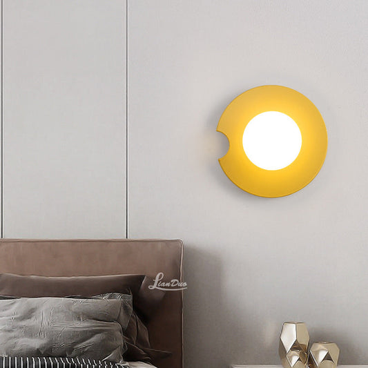 Rynx | Contemporary Scandinavian Geometric Circle Iron Glass 1-Light Wall Sconce Lamp for Living Room