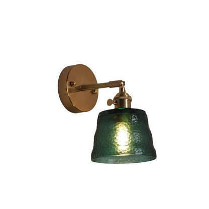 Rynx | Traditional Vintage Round Cone Glass Iron 1-Light Wall Lamp For Living Room