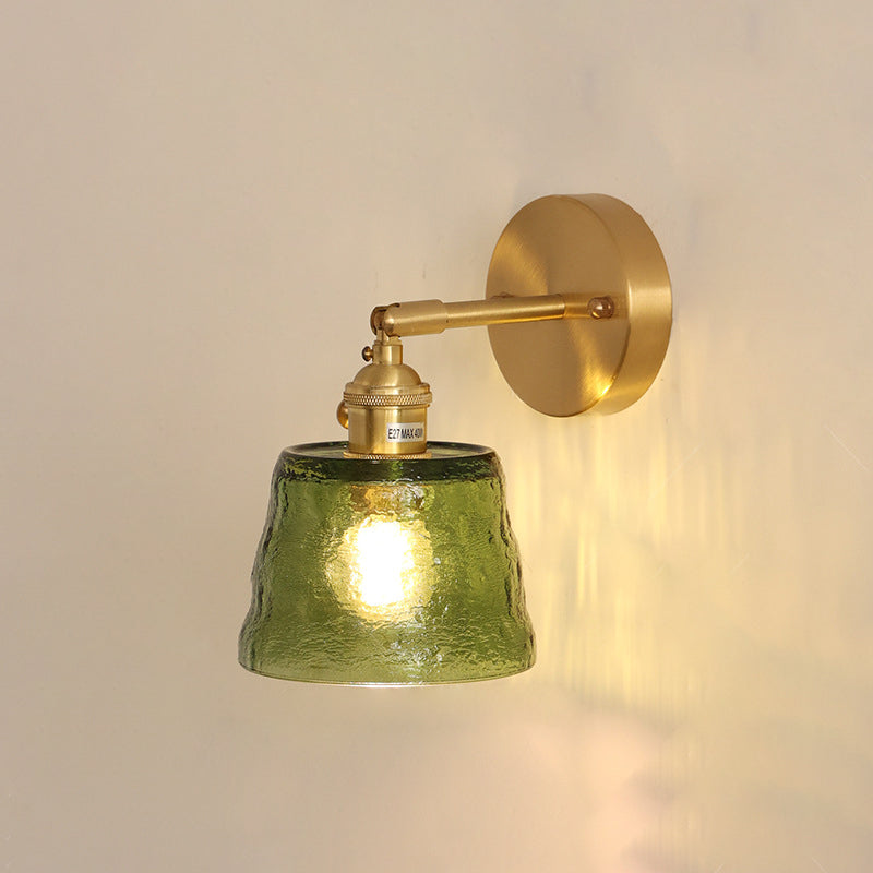 Rynx | Traditional Vintage Round Cone Glass Iron 1-Light Wall Lamp For Living Room