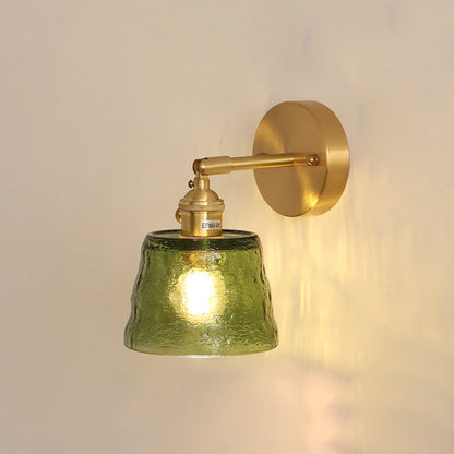 Rynx | Traditional Vintage Round Cone Glass Iron 1-Light Wall Lamp For Living Room