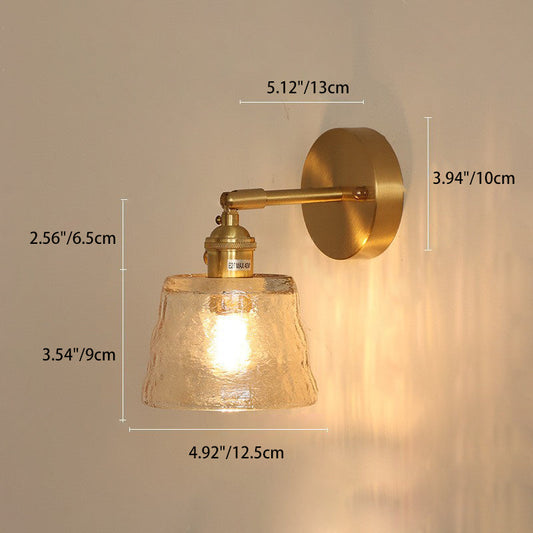 Rynx | Traditional Vintage Round Cone Glass Iron 1-Light Wall Lamp For Living Room