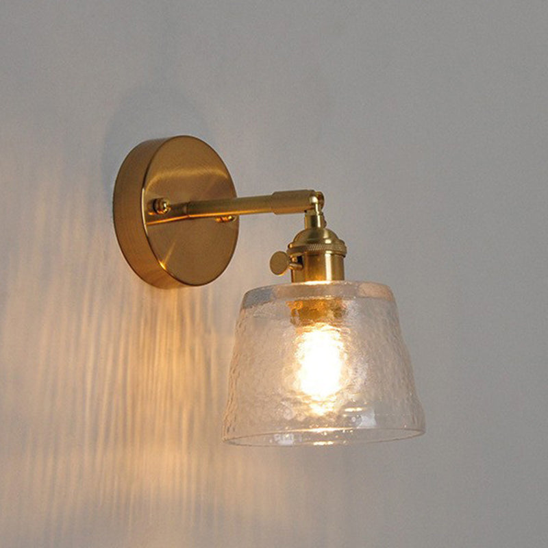 Rynx | Traditional Vintage Round Cone Glass Iron 1-Light Wall Lamp For Living Room