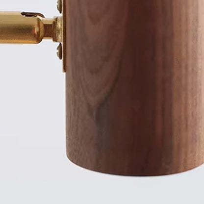 Rynx | Traditional Japanese Cylinder Swing Arm Adjustable Round Wood Iron 1-Light Wall Sconce Lamp for Bedroom