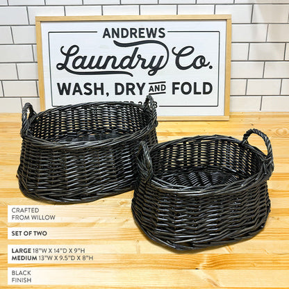 Rynx | Black rattan storage baskets, set of two