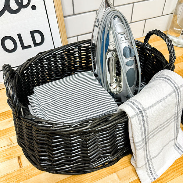 Rynx | Black rattan storage baskets, set of two