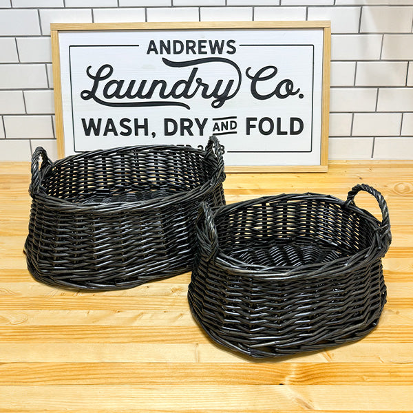 Rynx | Black rattan storage baskets, set of two