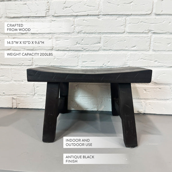 Rynx | Antique reproduction black wooden stool
