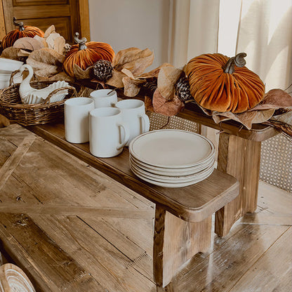 Rynx | Multifunctional farmhouse plant stand wooden bench, set of two