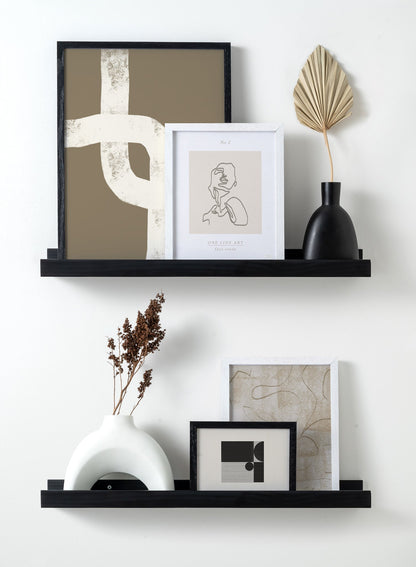 Rynx | Black Pine Wood Wall Shelf, 35 Inches | 89 cm