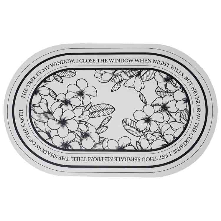 Rynx | Black and white flower diatomaceous earth bath mat