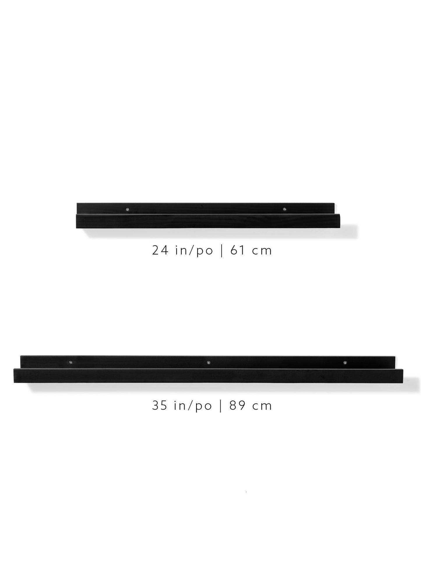 Rynx | Black pine wood wall shelf, 24 inches | 61 cm