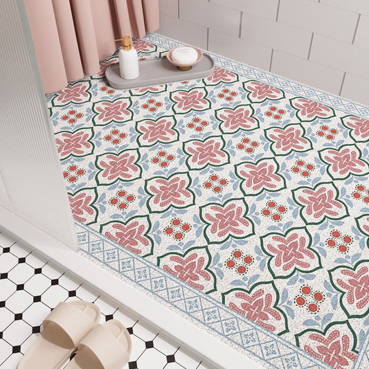 Rynx | Blue Pink Pattern PVC Bathroom Mat