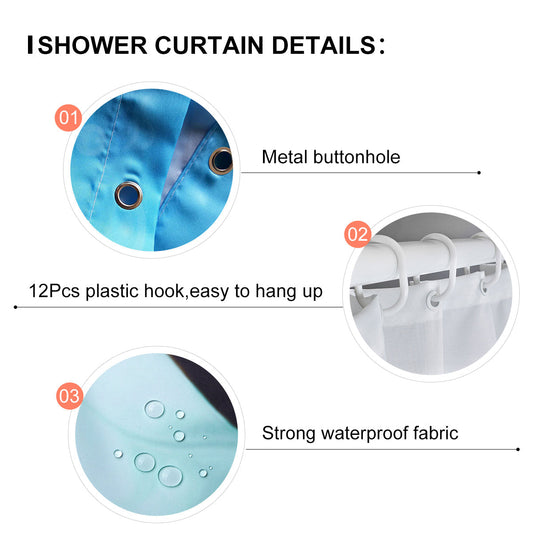 Rynx | Dark Blue Geometric Pattern Shower Curtain, Boho Themed Shower Curtains with Hooks, Bathroom Curtains with Ring, Unique Bathroom Decor, Customized Bathroom Curtains, Extra Long Shower Curtain