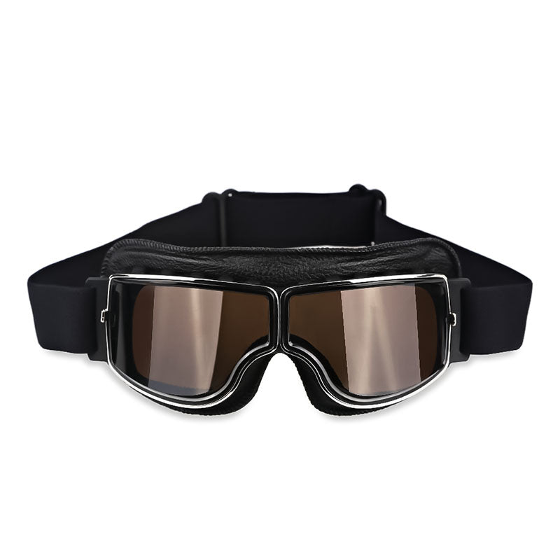 RYNX | Vintage-Motorcycle Glasses – Perfect Fit Over Your Glasses Black Leather - Brown Lens