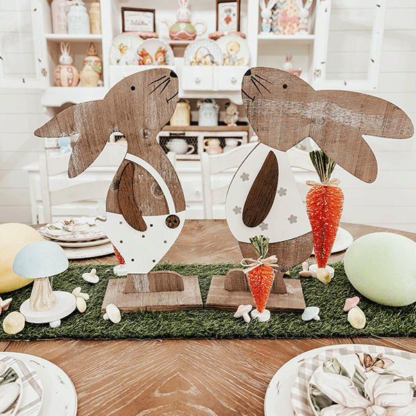 Rynx | Boy & Girl Bunny Easter Decorations, Set of 2, Choose Your Style
