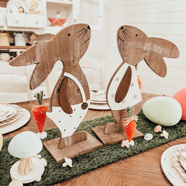 Rynx | Boy & Girl Bunny Easter Decorations, Set of 2, Choose Your Style